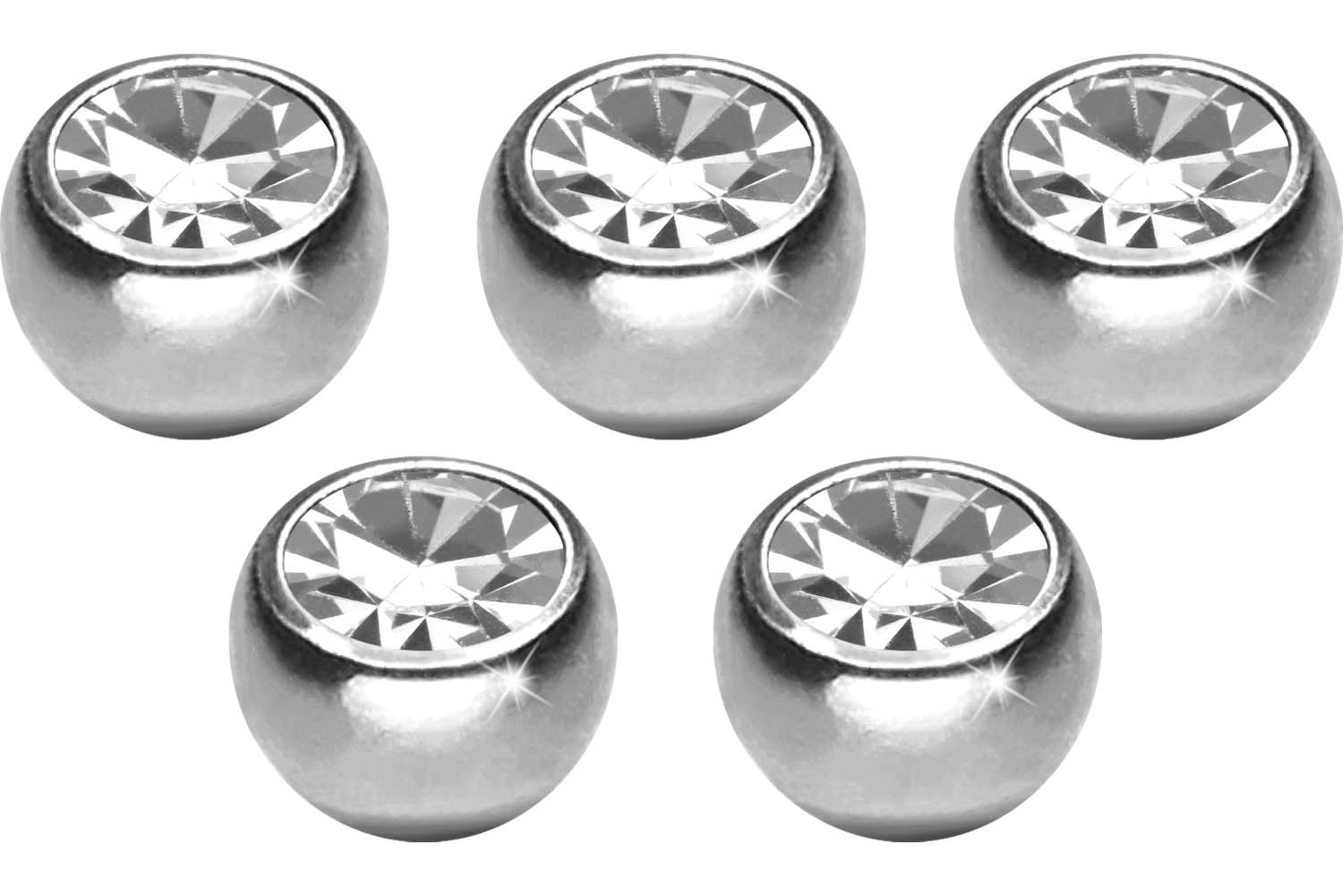 SET Titan Schraubkugel KRISTALL von Piercingline